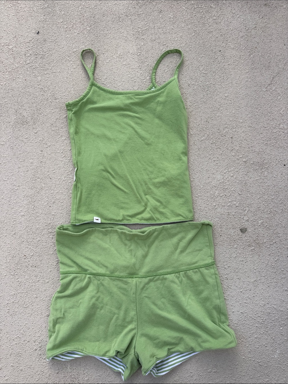 Hollister Green and White Striped Cotton Tank Top - Picture 2 of 2